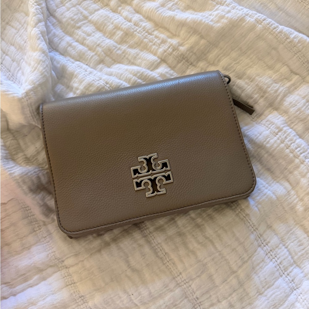 Tory Burch Taupe Leather Wristlet